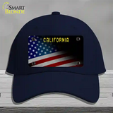 California with American Flag Novelty License Plate Hat Cotton / Navy