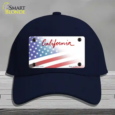 California Plate American Flag Novelty License Plate Hat Cotton / Navy