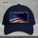 Delaware with American Flag Novelty License Plate Hat Cotton / Navy