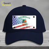 Florida with American Flag Novelty License Plate Hat Cotton / Navy