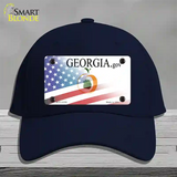 Georgia with American Flag Novelty License Plate Hat Cotton / Navy