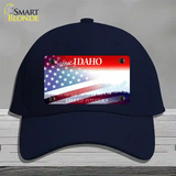 Idaho with American Flag Novelty License Plate Hat Cotton / Navy