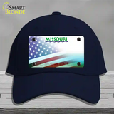 Missouri with American Flag Novelty License Plate Hat Cotton / Navy