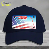 Nebraska with American Flag Novelty License Plate Hat Cotton / Navy