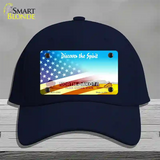 North Dakota with American Flag Novelty License Plate Hat Cotton / Navy