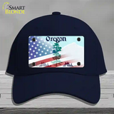 Oregon with American Flag Novelty License Plate Hat Cotton / Navy