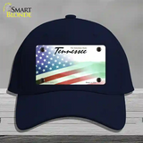 Tennessee with American Flag Novelty License Plate Hat Cotton / Navy