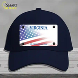 Virginia with American Flag Novelty License Plate Hat Cotton / Navy