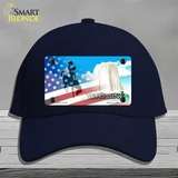 Wyoming with American Flag Novelty License Plate Hat Cotton / Navy