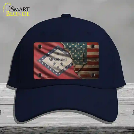 Arkansas/American Flag Novelty License Plate Hat Cotton / Navy