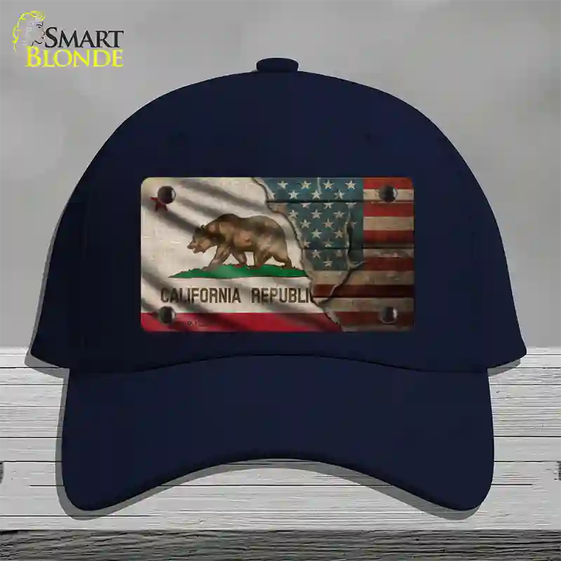 California/American Flag Novelty License Plate Hat Cotton / Navy