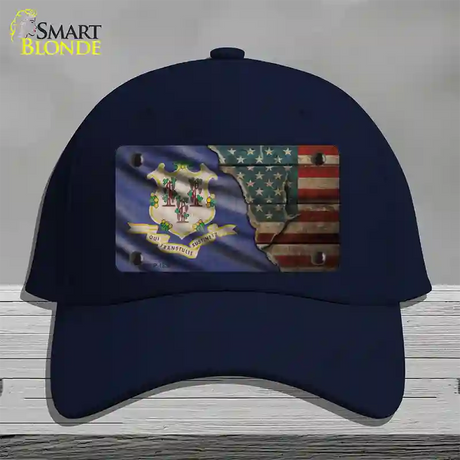 Connecticut/American Flag Novelty License Plate Hat Cotton / Navy