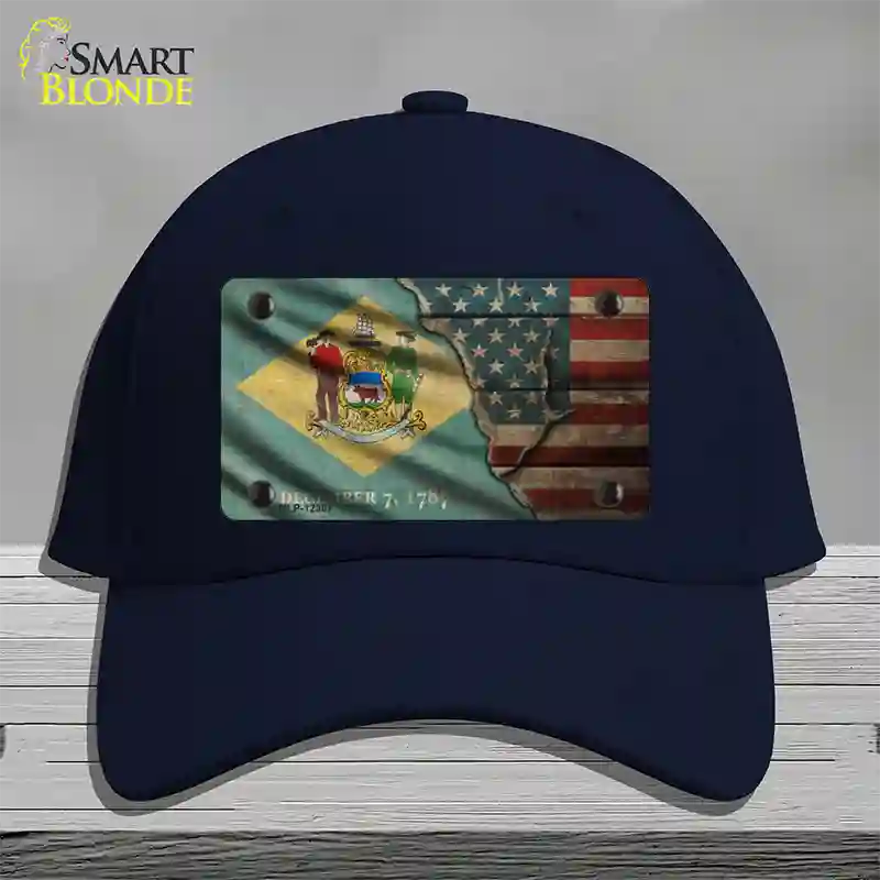 Delaware/American Flag Novelty License Plate Hat Cotton / Navy