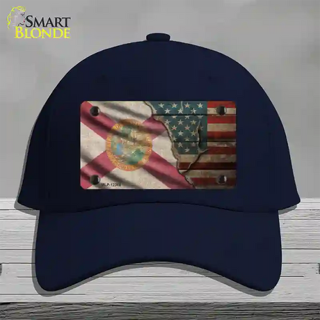 Florida/American Flag Novelty License Plate Hat Cotton / Navy