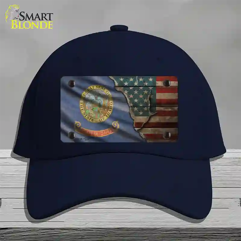 Idaho/American Flag Novelty License Plate Hat Cotton / Navy