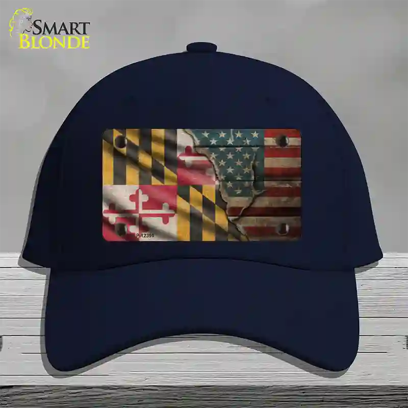 Maryland/American Flag Novelty License Plate Hat Cotton / Navy