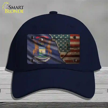 Michigan/American Flag Novelty License Plate Hat Cotton / Navy