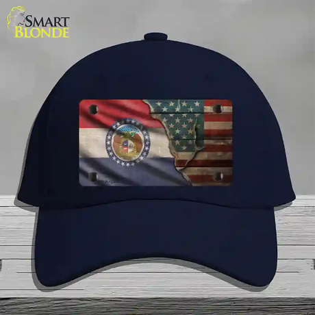 Missouri/American Flag Novelty License Plate Hat Cotton / Navy