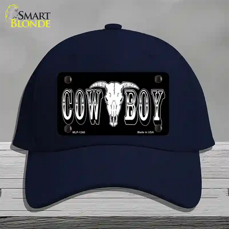 Cowboy Longhorn Skull Novelty License Plate Hat Cotton / Navy