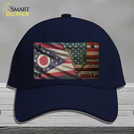 Ohio/American Flag Novelty License Plate Hat Cotton / Navy