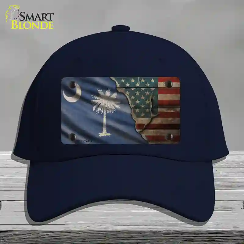 South Carolina/American Flag Novelty License Plate Hat Cotton / Navy