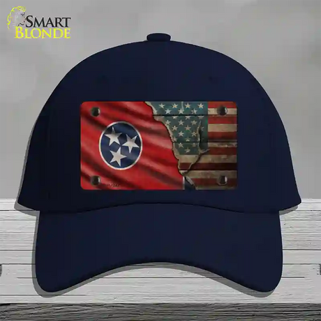 Tennessee/American Flag Novelty License Plate Hat Cotton / Navy