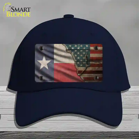 Texas/American Flag Novelty License Plate Hat Cotton / Navy