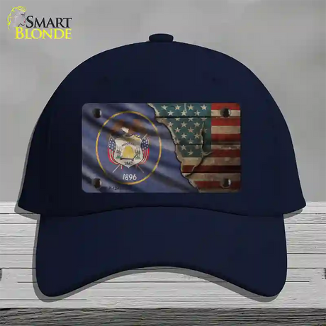 Utah/American Flag Novelty License Plate Hat Cotton / Navy