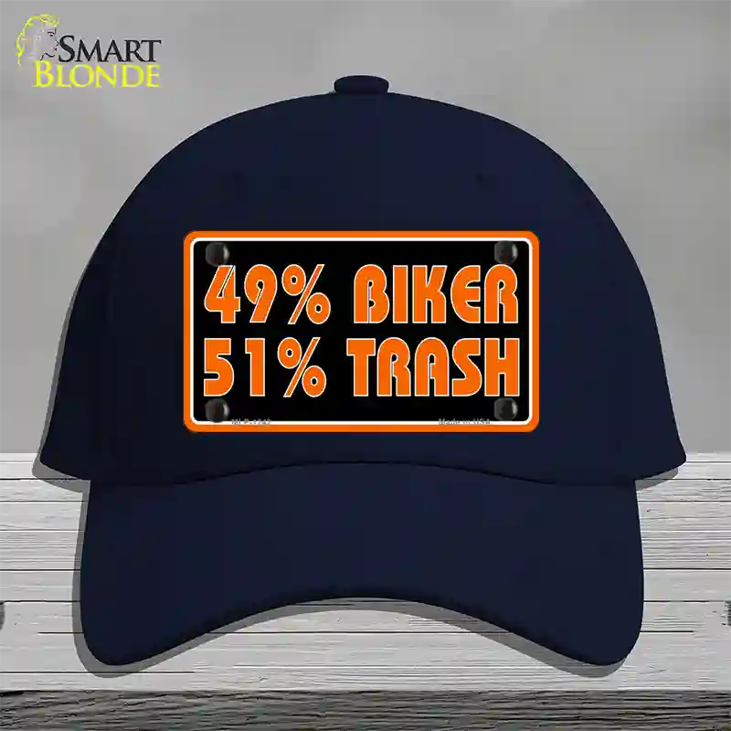 49% Biker 51% Trash Novelty License Plate Hat Cotton / Navy