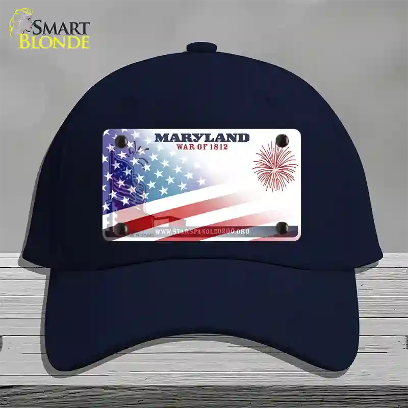 Maryland War Plate American Flag Novelty License Plate Hat Cotton / Navy