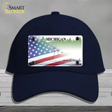 Michigan Peninsulas Plate American Flag Novelty License Plate Hat Cotton / Navy