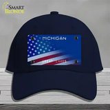 Michigan Great Lakes Plate American Flag Novelty License Plate Hat Cotton / Navy