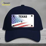 Texas White with American Flag Novelty License Plate Hat Cotton / Navy