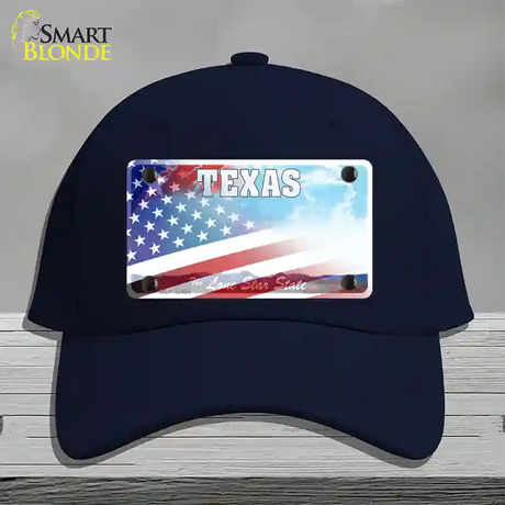 Texas Lone Star Plate American Flag Novelty License Plate Hat Cotton / Navy