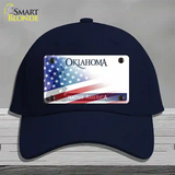 Oklahoma Bow with American Flag Novelty License Plate Hat Cotton / Navy