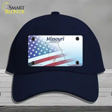 Missouri Show Me with American Flag Novelty License Plate Hat Cotton / Navy