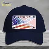 Georgia Confederate Flag American Flag Novelty License Plate Hat Cotton / Navy