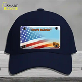 North Dakota Legendary with American Flag Novelty License Plate Hat Cotton / Navy