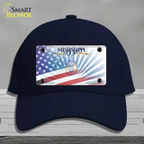 Mississippi Blue with American Flag Novelty License Plate Hat Cotton / Navy