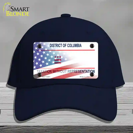 District of Columbia with American Flag Novelty License Plate Hat Cotton / Navy