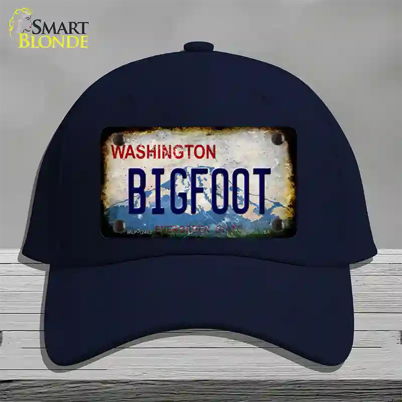 Bigfoot Washington Rusty Novelty License Plate Hat Cotton / Navy