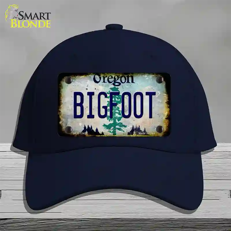 Bigfoot Oregon Novelty License Plate Hat Cotton / Navy