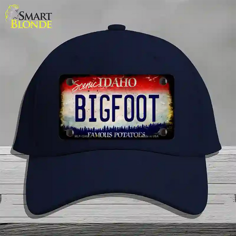 Bigfoot Idaho Novelty License Plate Hat Cotton / Navy