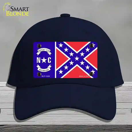 North Carolina Confederate Flag Novelty License Plate Hat Cotton / Navy