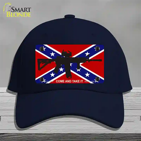 Come and Take It Confederate Flag Novelty License Plate Hat Cotton / Navy