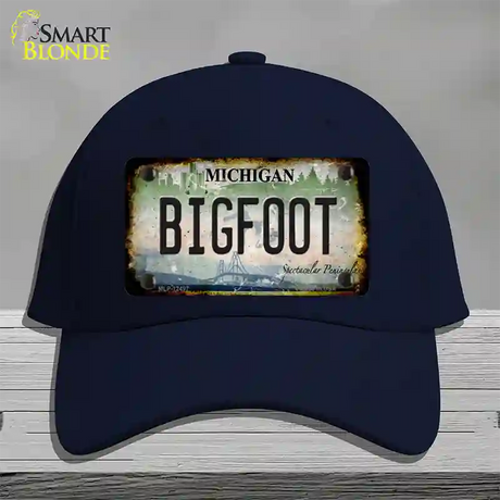 Bigfoot Michigan Novelty License Plate Hat Cotton / Navy