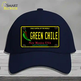 Green Chile New Mexico Black Novelty License Plate Hat Cotton / Navy