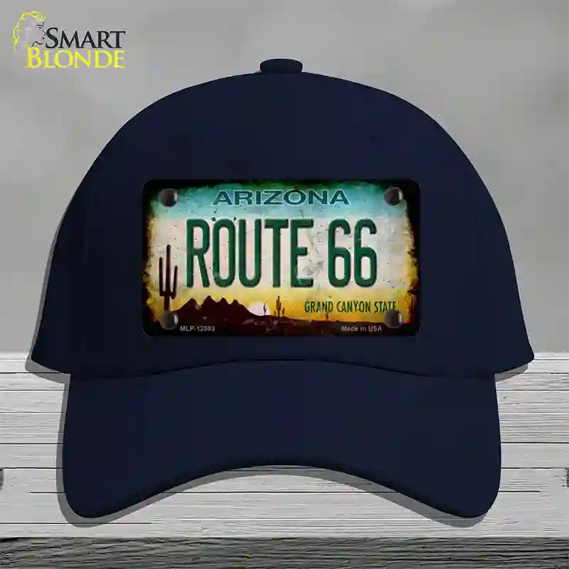 Route 66 Arizona Rusty Novelty License Plate Hat Cotton / Navy