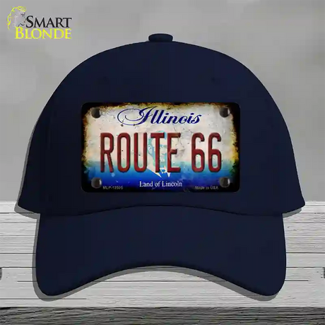 Route 66 Illinois Rusty Novelty License Plate Hat Cotton / Navy