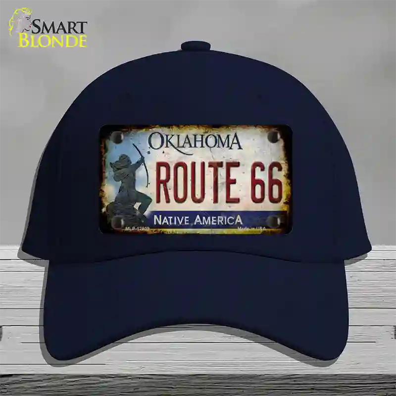 Route 66 Oklahoma Rusty Novelty License Plate Hat Cotton / Navy